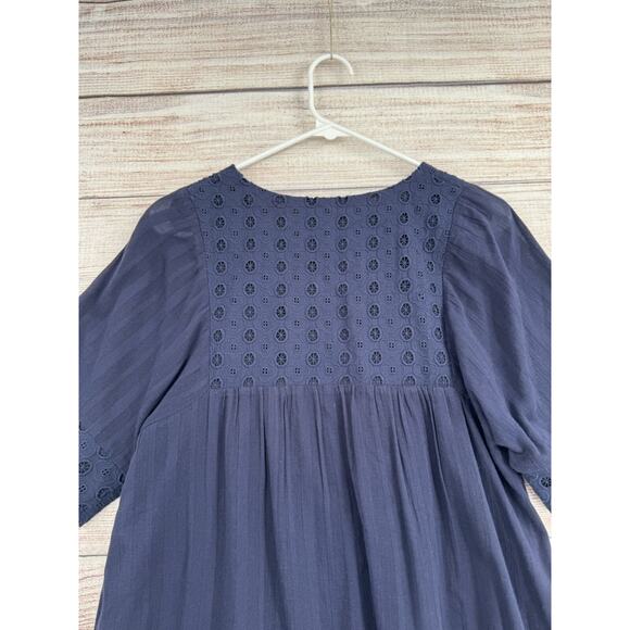 Boden Embroidered V-Neck Shirt Dress Women's Size 4 Navy Blue - Picture 4 of 11
